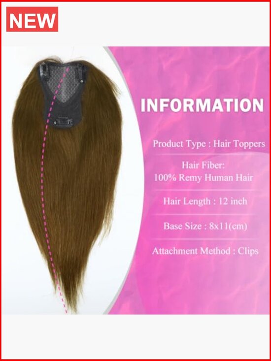 Real Human Hair 360° Clip In Hair Topper Handmade Swiss Lace Base Top Extension main image 7